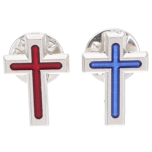 LRXIYODE 2 Stück Teiliges Kreuz Anstecknadel für Herren Religiöse Brosche für Sakramente Stilvolles Accessoire für Anlässe und Partys Langlebige und Sichere Befestigung von LRXIYODE