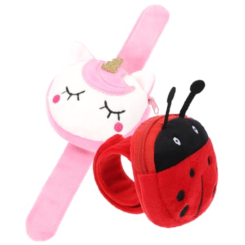 LRXIYODE 2 Stück Teiliges Plüsch Snap Armband mit Süßer Tiergeldbörse Weiches Hautfreundliches Stoffmaterial Niedliches Slap Armband für Jungen und Mädchen Leicht und Tragbar für von LRXIYODE