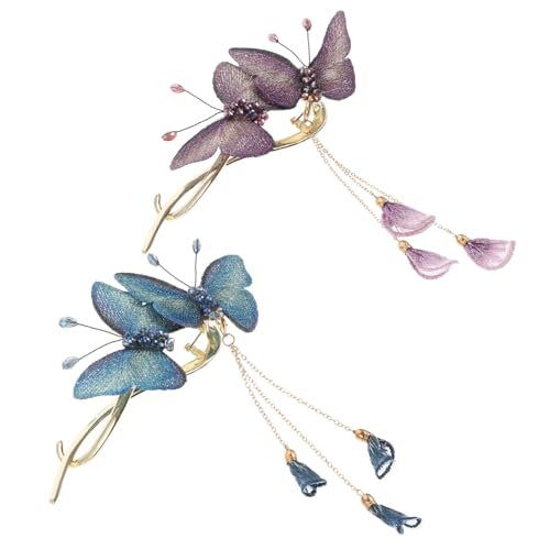 LRXIYODE 2 Stück Teiliges Schmetterlings Haarspangen mit Quasten Stilvolle Haarklammern für Damen für Besondere Anlässe und Alltag Passend zu Jedem Outfit von LRXIYODE