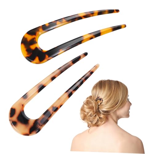 LRXIYODE 2 Stück Teiliges U Förmiges Haarnadel für Hochzeitsfeiern und Alltag Praktische Haarschmuck Accessoires Tiefem und Schildpatt für Damen von LRXIYODE