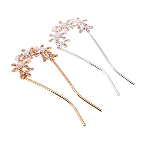 LRXIYODE 2 Stück Teiliges U förmige Haarnadeln mit Perlen und Strass Hochzeit Brautschmuck für Damen Elegant Leichter Haarschmuck für Festliche Anlässe und Partys von LRXIYODE