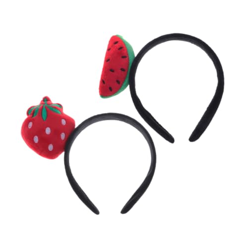 LRXIYODE 2 Stück Teiliges Wassermelonen und Erdbeer Haarband Lustiger Frucht Haarschmuck für Party Accessoire Cartoon Stirnband für Erwachsene Vielseitig für Themenfeste und Fotografie von LRXIYODE