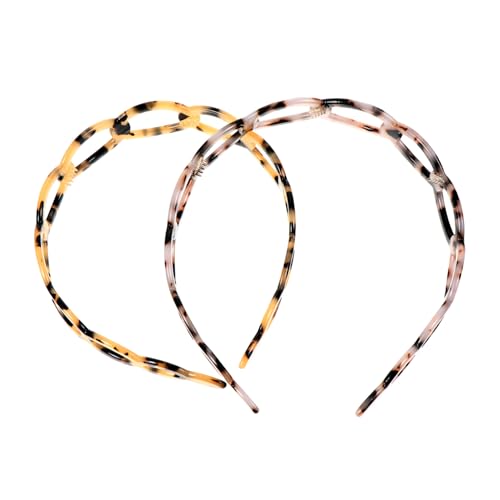 LRXIYODE 2 Stück Tortoiseshell Haarschmuck Rutschfeste Gezahnte Acetat Haarreifen Modisches Leichtes Stirnband für Damen Vielseitig für Alltag und Party Geeignet Zufällige Zufällige Farbe von LRXIYODE