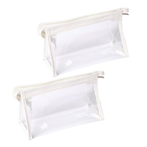 LRXIYODE 2 Stück Transparente Stifttasche Große Kapazität Multifunktionale Kosmetiktasche und Federmäppchen Praktischer Organizer für Schule Büro und Reise Leicht Transportierbar Weiß von LRXIYODE