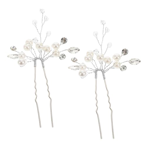 LRXIYODE 2 Stück U Förmige Perlen Haarnadeln mit Funkelnden Kristallen Vintage Brautschmuck Haarklammern Haarspangen für Hochzeit Party und Festliche Anlässe von LRXIYODE