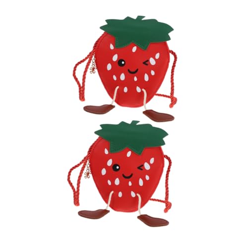 LRXIYODE 2stücke Teiliges Erdbeer Umhängetasche Für Junge Mädchen Leichte Pu Schultertasche Mit Verstellbarem Tragegurt Süßes Design Für Mädchen Perfektes Accessoire Für Alltag von LRXIYODE