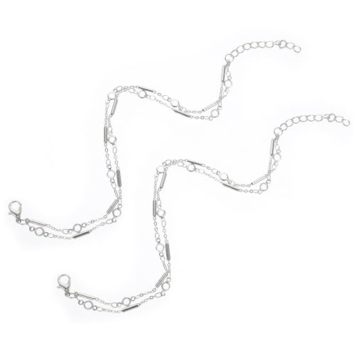 LRXIYODE 2 Stück Verstellbare Metall Röhren Fußkettchen Damen Fußschmuck Doppelreihig Strand Schmuck für Alltag und Festival von LRXIYODE