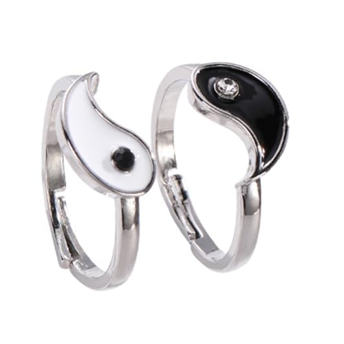 LRXIYODE 2 Stück Verstellbarer Bagua Offener Statement Ring Chinesischer Partner Schmuck Damen Herren Hautfreundlich Komfortabel von LRXIYODE