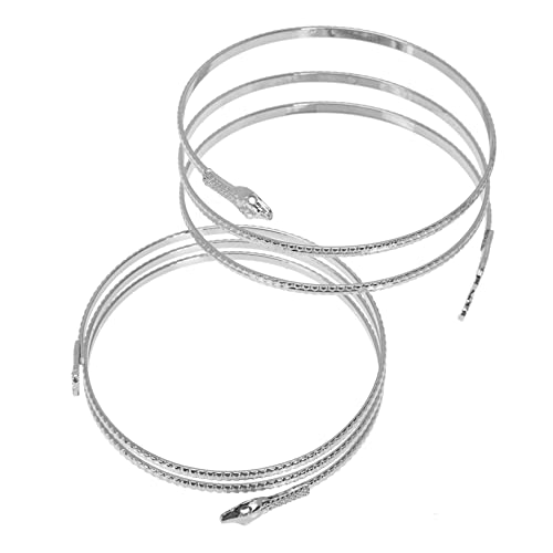 LRXIYODE 2 Stück Verstellbares Snake Armband Metall Silber Punk Stil Armreifen für Damen und Herren Angenehm zu Tragen für Besondere Anlässe Auffälliges Design Passt Meisten Handgelenken von LRXIYODE