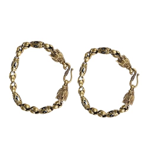 LRXIYODE 2 Stück Vintage Dragon Kopf Armreif Set Messing Retro Wickelarmband Unisex Drachenarmband Männer Frauen Stilvolles Vintage Schmuck von LRXIYODE