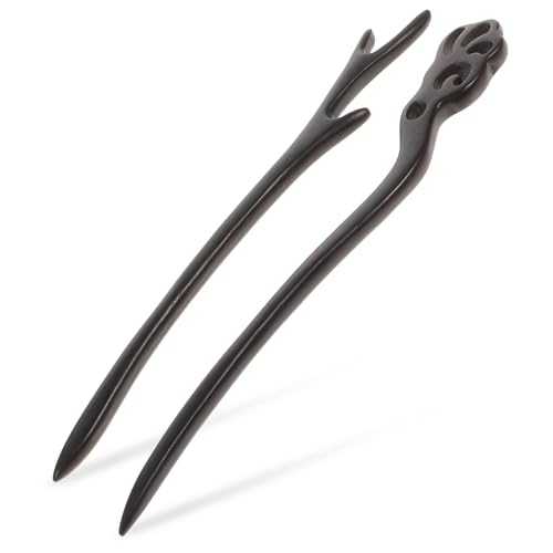 LRXIYODE 2 Stück Vintage Haarschmuck Damen Schwarze Haarnadeln Chinesische Holz Haarstäbchen Retro Haarstab Haaraccessoires für Braut Frisuren und Formelle Anlässe von LRXIYODE