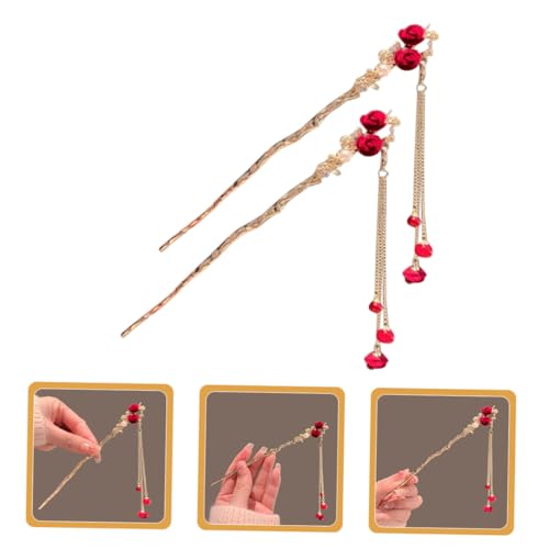 LRXIYODE 2 Stück Vintage Haarschmuck Haarnadeln Teilig Haarstab Damen Haarklammer Leicht Elegant Fester Sitz für Dutt und Hochsteckfrisur von LRXIYODE