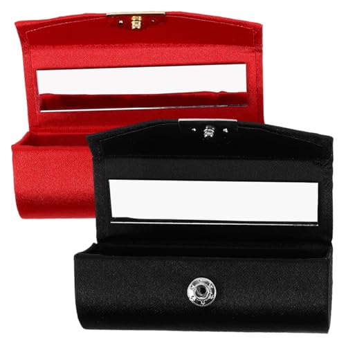 LRXIYODE 2 Stück Vintage Lippenstiftbox mit Spiegel im Chinesischen Retro Stil Tragbarer Lippenstifthalter aus Edlem Seidenstoff Praktischer Make up Organizer für Handtasche und Reise von LRXIYODE