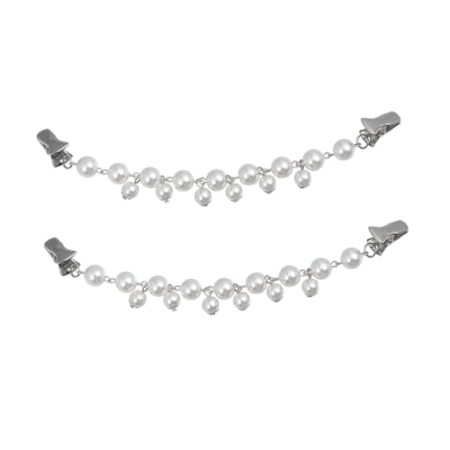 LRXIYODE 2 Stück Vintage Pullover Ketten mit Perlen Schmucknadel für Damen Retro Halsschmuck Clip für Strickjacken und Schals Weiß Robust und Vielseitig von LRXIYODE