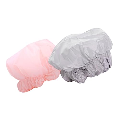 LRXIYODE 2 Stück Wasserdichte Duschhaube Elastisch Polyester Haarschutz für Damen und Herren Einheitsgröße Vielseitig für Dusche Gesichtspflege Kochen und Haushalt Reusable Badekappe in von LRXIYODE