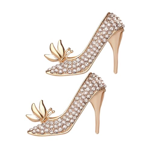 LRXIYODE 2 Stück Wunderschöne Broschen für Damen High Heels Form Funkelnde Strasssteine Modische Anstecknadeln für Kleidung Rucksäcke Kleider und Jacken Langlebige von LRXIYODE