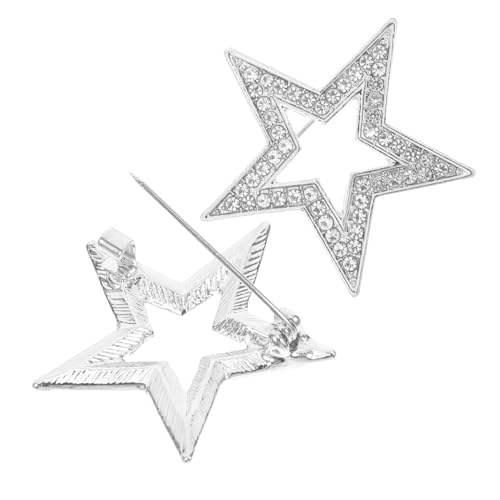 LRXIYODE 2stücke Zwei-teilige Fünfzackige Sternbrosche Stilvolle Strass-anstecknadel Aus Zinklegierung Für Frauen Als Rucksack Anzug-zubehör in Silber Tragbar Und Strapazierfähig von LRXIYODE