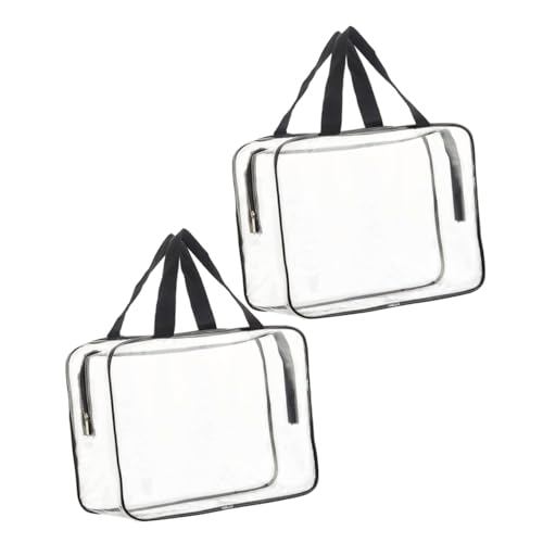 LRXIYODE 2 Stück wasserdichte Kosmetiktasche Groß Transparent mit Handgriff Leichtes Organizer Täschchen für Make up und Toilettenartikel Strapazierfähig und Kompakt für Reisen und Camping von LRXIYODE