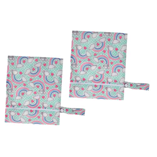 LRXIYODE 2 Stück wasserdichte Windeltasche Aufbewahrungstasche Cartoon Design Leicht Tragbar für Nasse und Trockene Windeln Reise Organizer für Neugeborene und Unterwegs von LRXIYODE