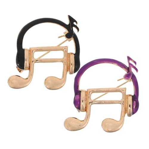 LRXIYODE 2 Stücke Musik Note Brosche mit Kopfhörer Design Anstecknadeln für Jacken Schals Hüte und Taschen Leichte Langlebige Schmuckaccessoires für Musiker und Musikpartys von LRXIYODE