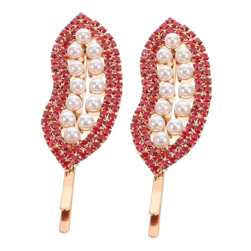 LRXIYODE 2stücke Modische Alloy Rot Lippen Haarklammer Mit Strass Elegante Haaraccessoires Für Frauen Für Hochzeiten Partys Und Alltag von LRXIYODE