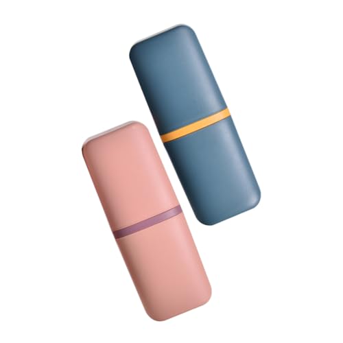 LRXIYODE 2 Stücke Tragbarer Reise Zahnbürstenhalter mit Becher Staubdichtes Multifunktionales Aufbewahrungsbehälter für Zahnbürste und Zahnpasta Kompakt für Camping Geschäftsreise Alltag von LRXIYODE