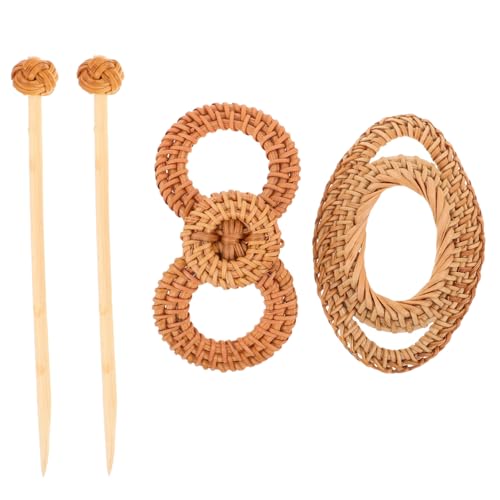 LRXIYODE 2 Teiliges Boho Haarschmuck Rattan Haarspange mit Stab Handgefertigt Leichter Vintage Haarclip für Flechtfrisuren und Dutt Styling Zuverlässiger Griff für Damen und Teenager von LRXIYODE
