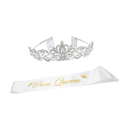 LRXIYODE 2 Teiliges Stirnband Set Abschlussball Tiara Königin Abschlussball Königin Zubehör Abschlussball Schärpe Und Krone Abschlussball Königin Schärpe Kopfschmuck Hochzeit von LRXIYODE