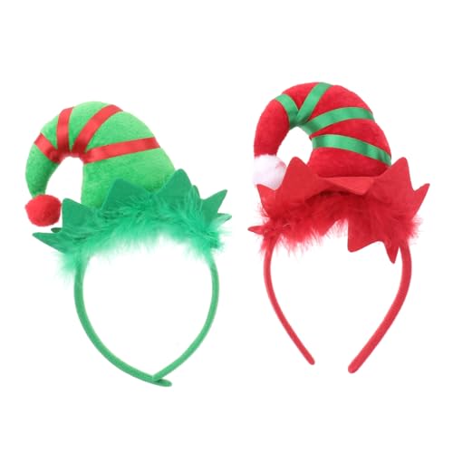 LRXIYODE 2 Weihnachtlicher Haarschmuck Teiliges Rote und Grüne Rentierhörner Stirnband für Mädchen und Damen Leichtes Bequemes Party Kopfschmuck Zubehör für Weihnachten Karneval und von LRXIYODE