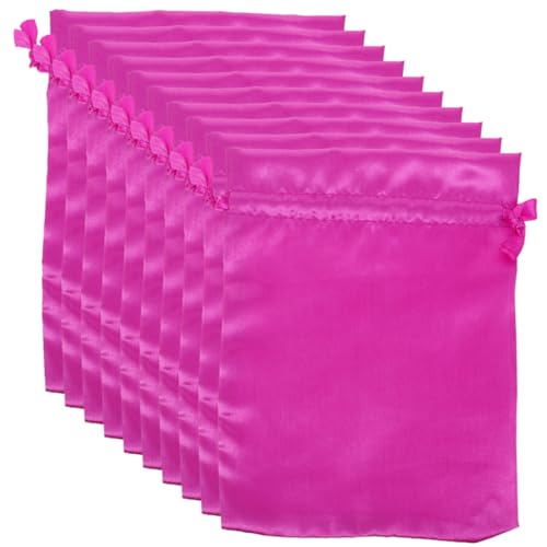 LRXIYODE 20 Stück Satin Kordelzugbeutel für Perücken und Haarverlängerungen Weiche Staubdichte Aufbewahrungstaschen Tragbare Organizer für Reise und Alltag Pink von LRXIYODE