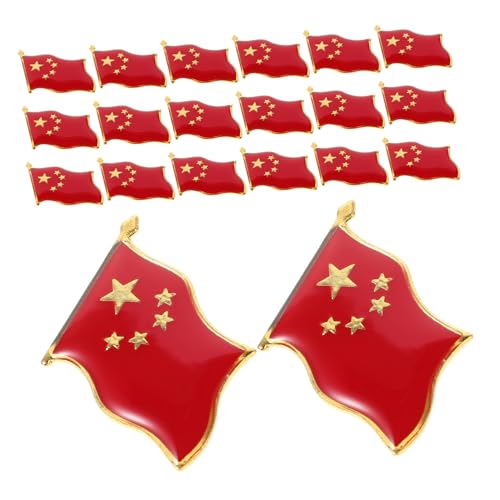 LRXIYODE 20 Stück Teiliges Chinesische Flaggen Anstecknadeln aus Legierung mit Fünfzackigem Stern Patriotische Broschen für Anzüge Hüte Rucksäcke Vielseitige Festliche Symbole für von LRXIYODE