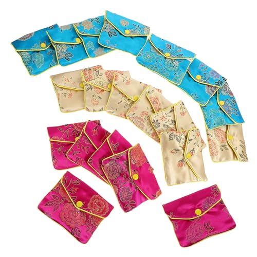 LRXIYODE 20 Stück Teiliges Chinesische Vintage Bestickte Schmuckbeutel Münzbeutel mit Reißverschluss Zufällige Farben Kleine Aufbewahrungssäckchen für Hochzeit Verpackung Zufällige Farbe von LRXIYODE