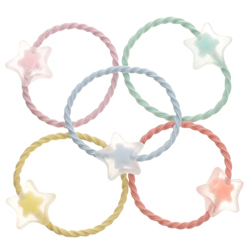 LRXIYODE 20 Stück Transparente Elastische Haargummis Kleine Haarring Bänder mit Stern Design Dehnbar Leicht Geeignet für Mädchen und Frauen Vielseitig für Alltag Schule Tanz Geburtstage von LRXIYODE