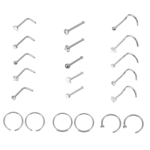 LRXIYODE 21 Teiliges Nasenring Rostfrei Hautfreundlich Nasendekoration Praktische und Langlebige Nasenpiercings für Damen und Herren Einfach zu Tragen Entfernen von LRXIYODE
