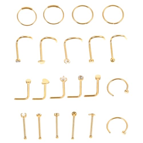 LRXIYODE 21Stücke Teiliges Nasenring für Frauen Goldfarbene und Gemischte Nasenstecker und Hoops für Geburtstage Partys und Hochzeitsschmuck LRXIYODE 21Stücke Teiliges Nasenring für Frauen Goldfarbene und Gemischte Nasenstecker und Hoops für Geburtstage Partys und Hochzeitsschmuck von LRXIYODE
