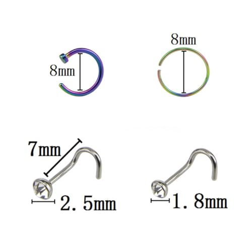 LRXIYODE 22 Stück Teiliges Set Nasenring und Nasenstecker für Damen Hochwertige Körperpiercingschmuck mit Glänzender Oberfläche für Alltag LRXIYODE 22 Stück Teiliges Set Nasenring und Nasenstecker für Damen Hochwertige Körperpiercingschmuck mit Glänzender Oberfläche für Alltag von LRXIYODE