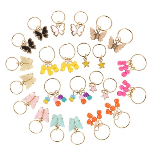 LRXIYODE 24 Stück Teiliges Haarschmuck für Zöpfe Haarringe und Charms in Schmetterling Stern und Kreuz Design Vielseitige Styling Accessoires für Damen und Mädchen von LRXIYODE