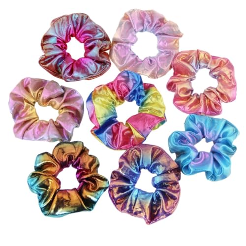 LRXIYODE 24 Stück Teiliges Metallic Rainbow Stoff Haargummi Zweifarbige Elastische Haarschleifen mit Gilding Dehnbare Haargummis für Frauen und Mädchen Bunte Ponytail Halter Langlebiger von LRXIYODE