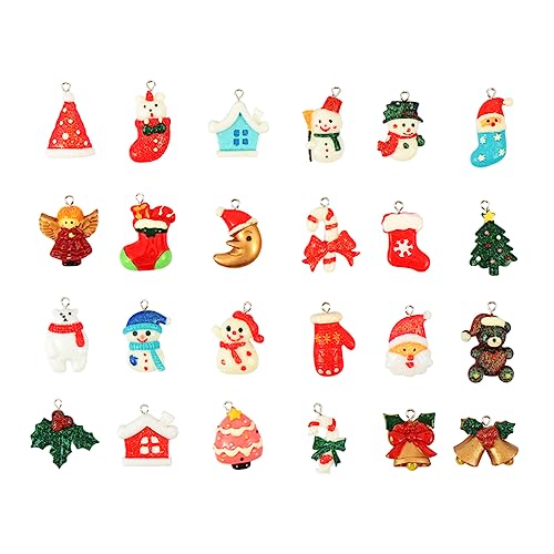 LRXIYODE 24 Stück Teiliges Weihnachts DIY Anhänger aus Hochwertigem Harz Funkelnde Christbaumschmuck Charms für Schmuckherstellung für Ohrringe Halsketten Armbänder und Weihnachtsdeko von LRXIYODE