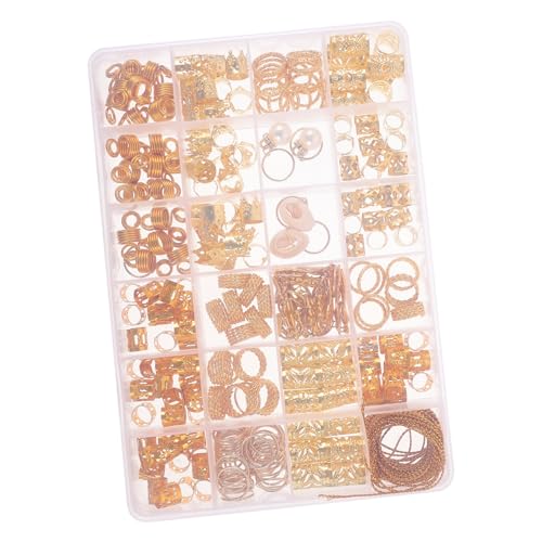 LRXIYODE 257 Stück Teiliges Dreadlocks Haarschmuck Set Goldene Haarringe mit Filigranen Designs für Kreative Zöpfe und Haarverlängerungen für DIY Haarschmuck und von LRXIYODE