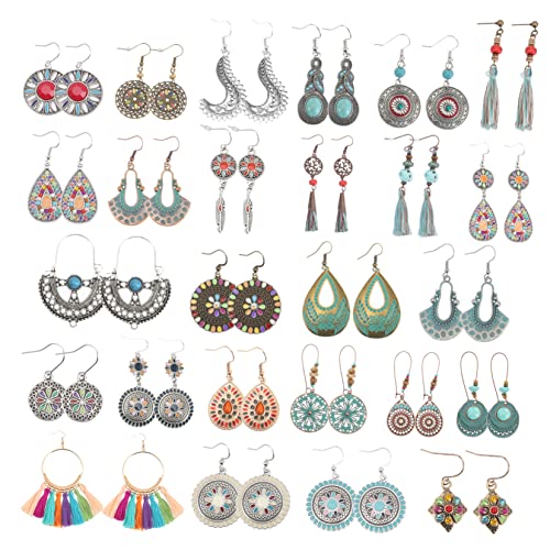 LRXIYODE 26 Paare Teiliges Boho Vintage Ohrhänger mit Quasten Leichte Retro Ohrringe Schmuck für Damen Geometrische Eardrops Vielseitig Kombinierbar Elegant und Auffällig von LRXIYODE