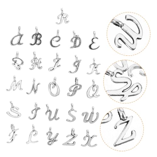 LRXIYODE 26 Stück Teiliges Metallanhänger mit Englischen Buchstaben Robuste DIY Schmuckanhänger für Armband und Halskettenherstellung Vielseitige Buchstaben Charms für Kreative von LRXIYODE