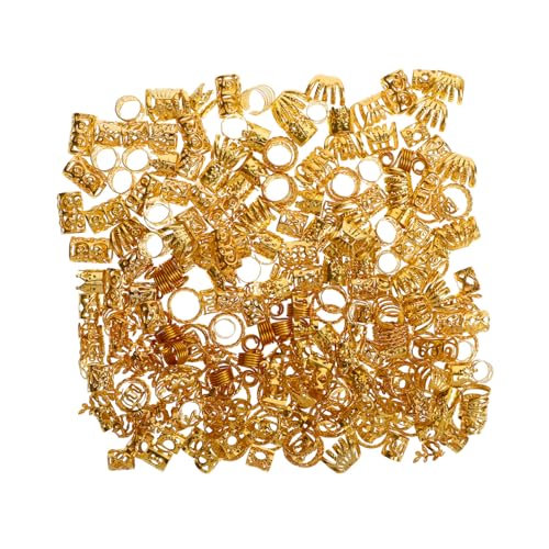 LRXIYODE 290 Stück Haarschmuck Set aus für Zöpfe und Dreadlocks Goldene und Silberne Haarringe Metallcharms und Kreative Haaraccessoires für Frisuren von LRXIYODE