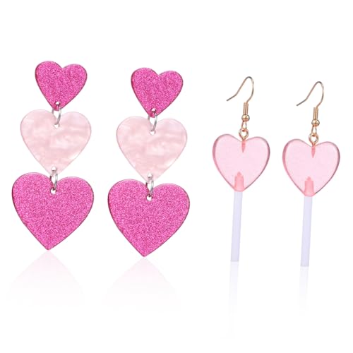 LRXIYODE 2Paare Herz Ohrringe für Damen Baumelnde Liebesohrringe Handwerkskunst Leicht Verschiedene Anlässe LRXIYODE 2Paare Herz Ohrringe für Damen Baumelnde Liebesohrringe Handwerkskunst Leicht Verschiedene Anlässe von LRXIYODE