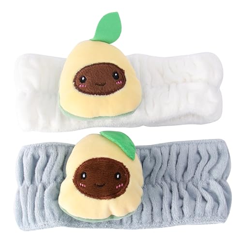 LRXIYODE 2Stücke Avocado Design Make Up Haarband Komfortables Elastisches Stirnband für Gesichtswäsche Weiß für Kosmetik Spa und Hautpflege von LRXIYODE
