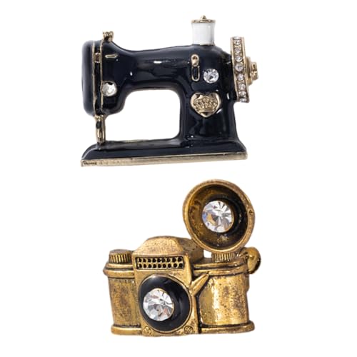 LRXIYODE 2 Stücke Retro Kamera Brosche Satz Anstecknadel Legierung für Damen Vinyl Schallplatten Design Schulbrosche für Partys und Formelle Anlässe von LRXIYODE