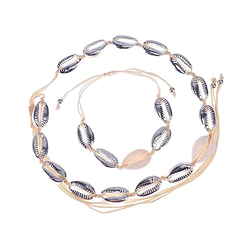 LRXIYODE 2Stücke Muschel Armband Set Einstellbare Silberschmuck Halskette Armband Legierung Frauen für Strand Party LRXIYODE 2Stücke Muschel Armband Set Einstellbare Silberschmuck Halskette Armband Legierung Frauen für Strand Party von LRXIYODE