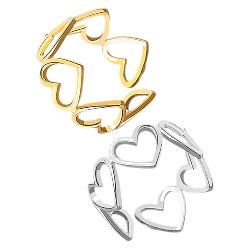 LRXIYODE 2Stücke Offener Herzring Für Frauen Ringe Im Temperamentdesign Hohl Schlicht Als Verlobungsornament Oder Besondere LRXIYODE 2Stücke Offener Herzring Für Frauen Ringe Im Temperamentdesign Hohl Schlicht Als Verlobungsornament Oder Besondere von LRXIYODE
