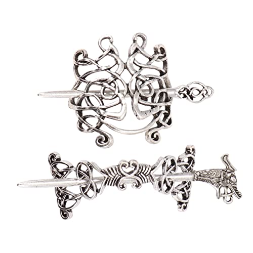 LRXIYODE 2Stücke Vintage Haarnadeln für Frauen Ethnische Haarklammern Hochwertigem Silberne Haarspangen im Keltischen Design für Eleganten Haarschmuck für Verschiedene von LRXIYODE