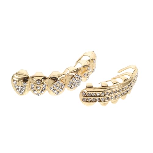 LRXIYODE 2stücke Zahnkappen Mit Pokerkartenmotiv Aus Kupfer Abnehmbar Mit Strasssteinen Für Cosplay Und Hip-hop-grillzubehör von LRXIYODE